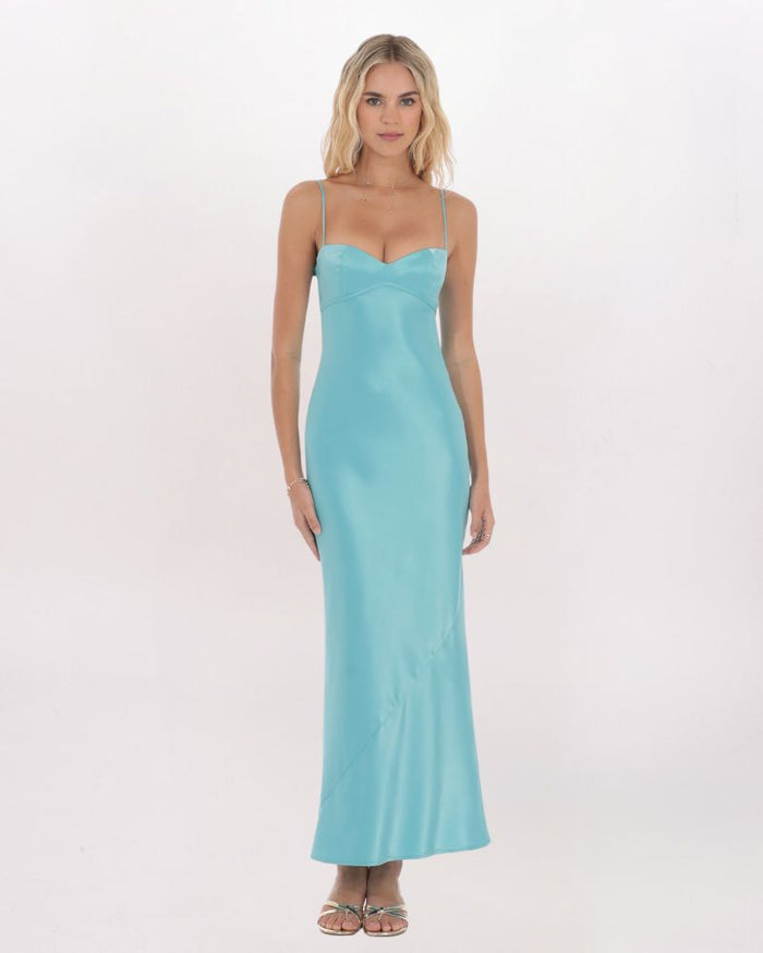 SATIN TIE BACK MAXI DRESS