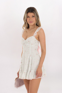 FLORAL CHIFFON FLUTTER DRESS