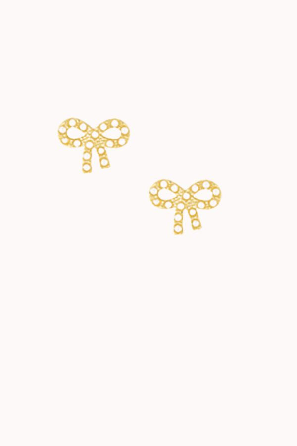 PAVE PEARL BOW STUD