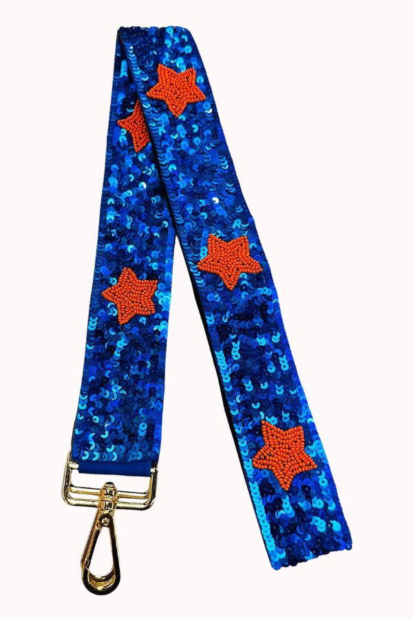 SEQUIN STAR BAG STRAP - BLUE & ORANGE