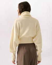 BANDED MOCK NECK SWEATER