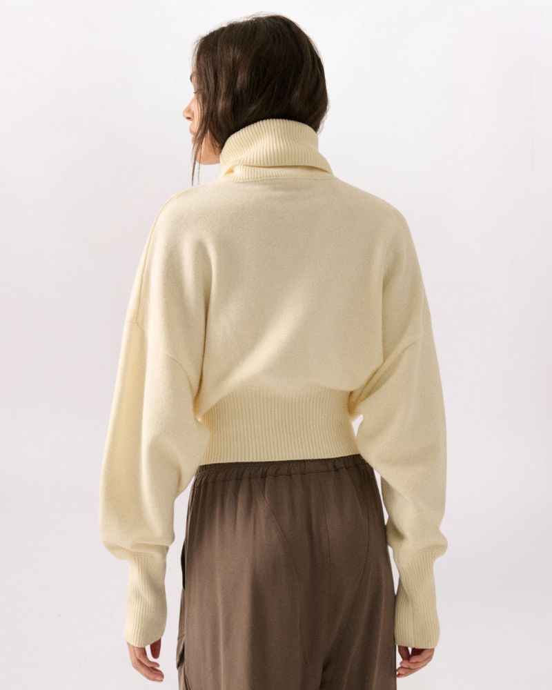 BANDED MOCK NECK SWEATER