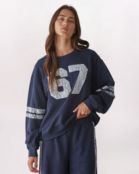 LACE NUMBER SWEATSHIRT, NAVY