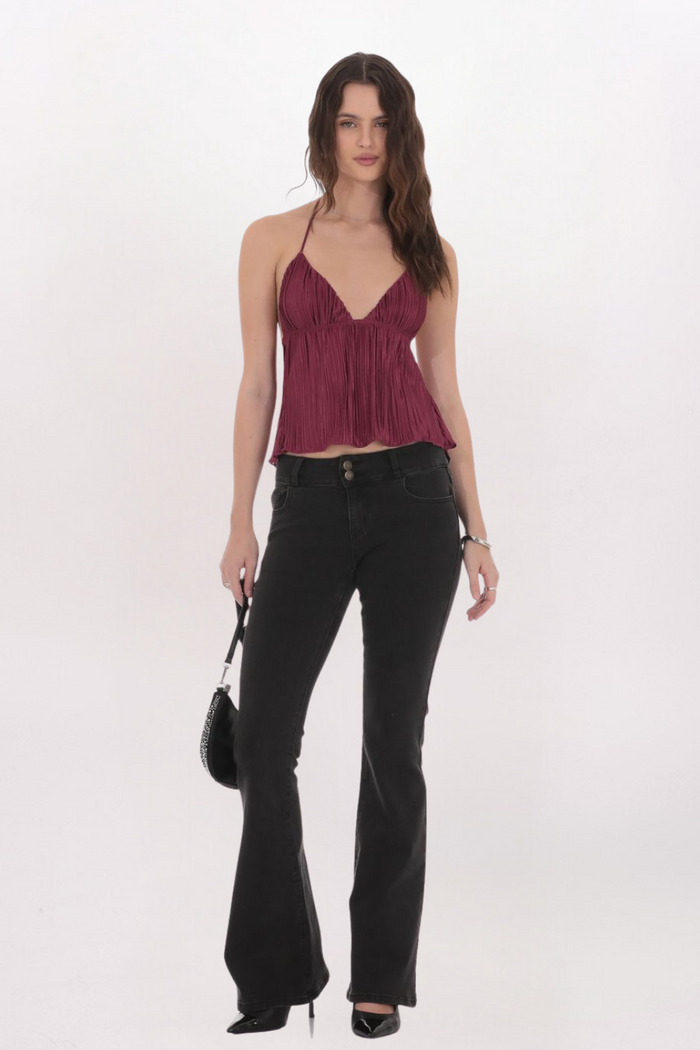 PLEATED BABYDOLL TOP