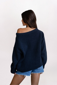 OFF SHOULDER AMERICAN FLAG SWEATER