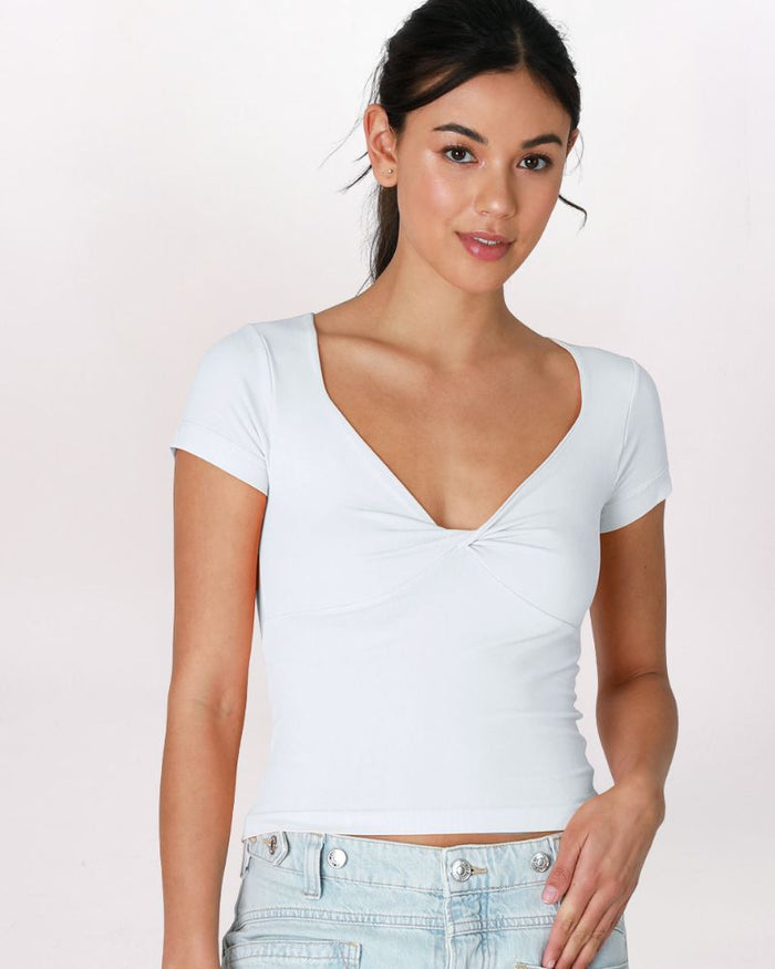 SS TWIST FRONT TOP, WHITE