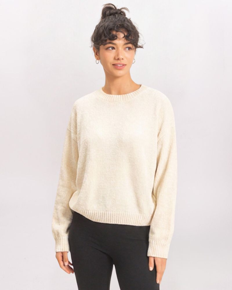 LS OVERSIZED CREW SWTR, CREAM