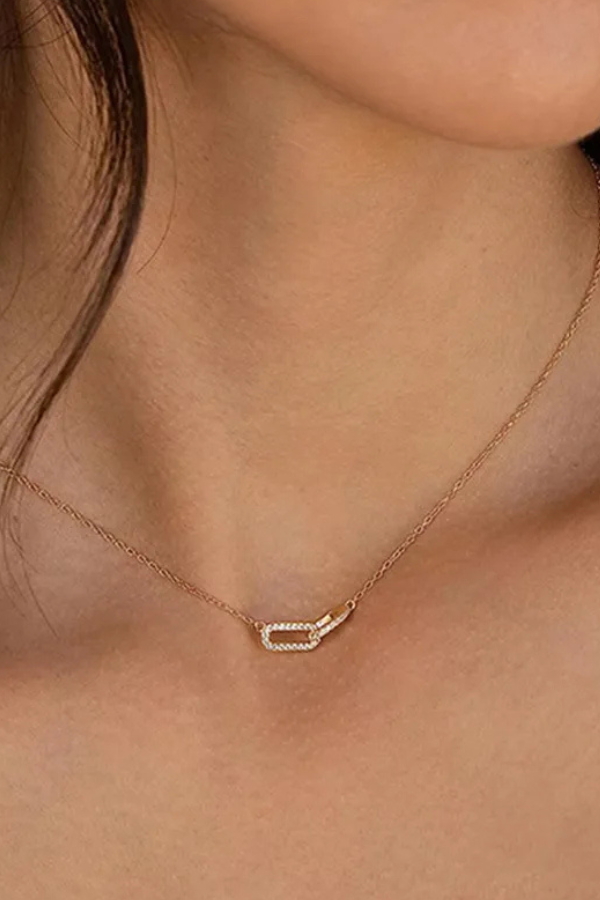 CZ INTERLOCKING OVAL NECKLACE
