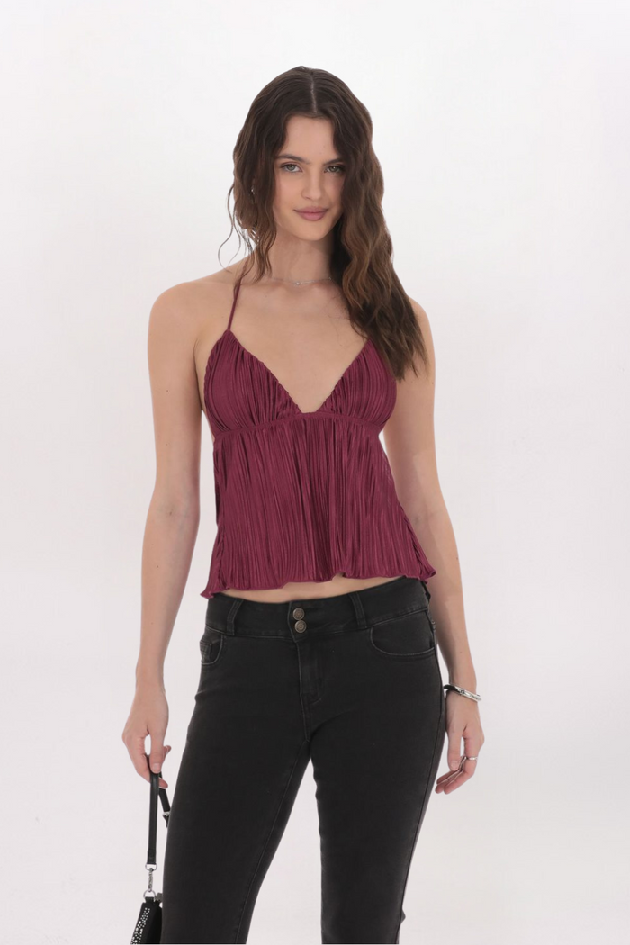 PLEATED BABYDOLL TOP