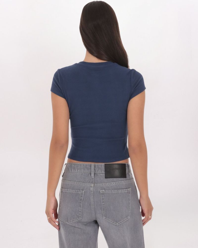 RIBBED BUTTON FRONT TOP