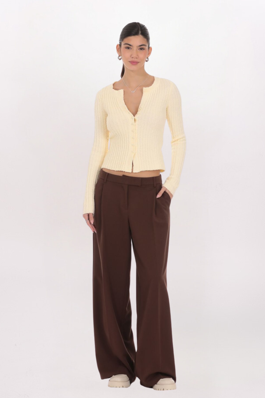 RIBBED KNIT CARDIGAN