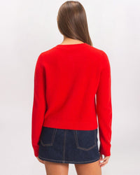 SIMPLE CREW CARDIGAN, RED