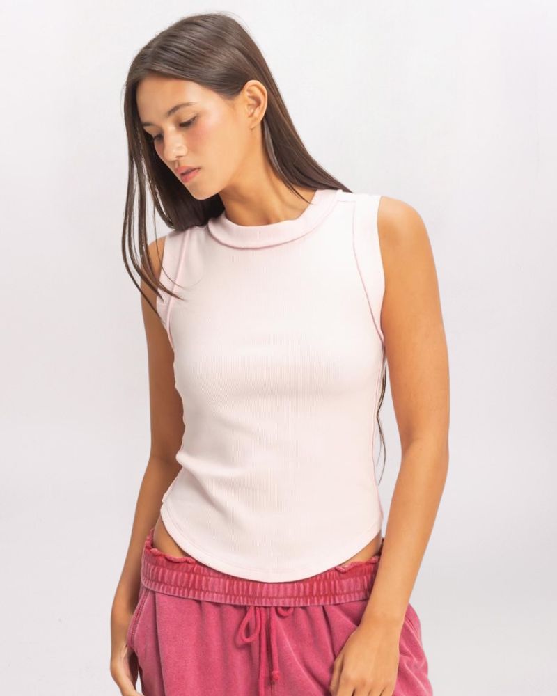 SEAM DETAIL RIB TANK, SOFT PINK