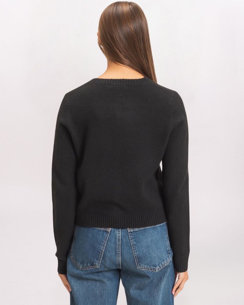 SIMPLE CREW CARDIGAN, BLACK