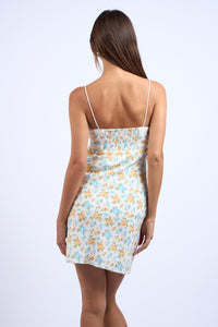 FLORAL TIE FRONT MINI DRESS