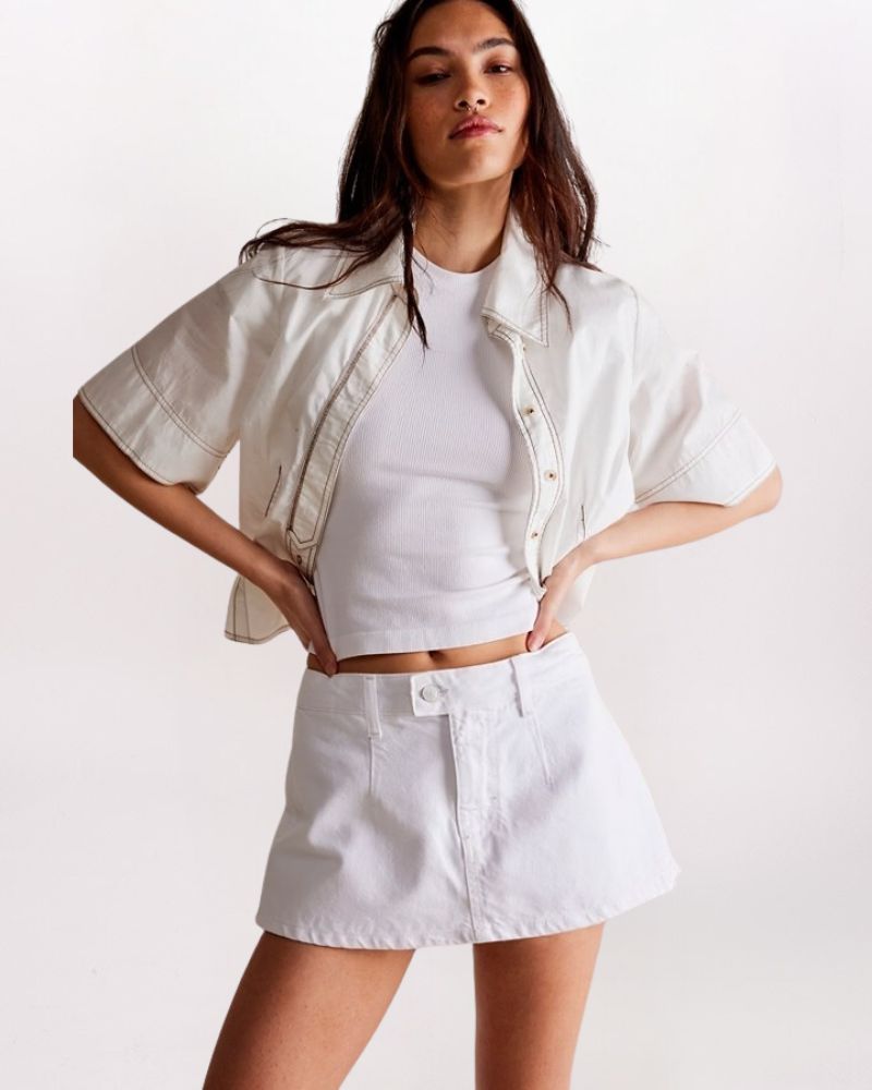 GALIVANTING DENIM SKORT - OPTIC WHITE