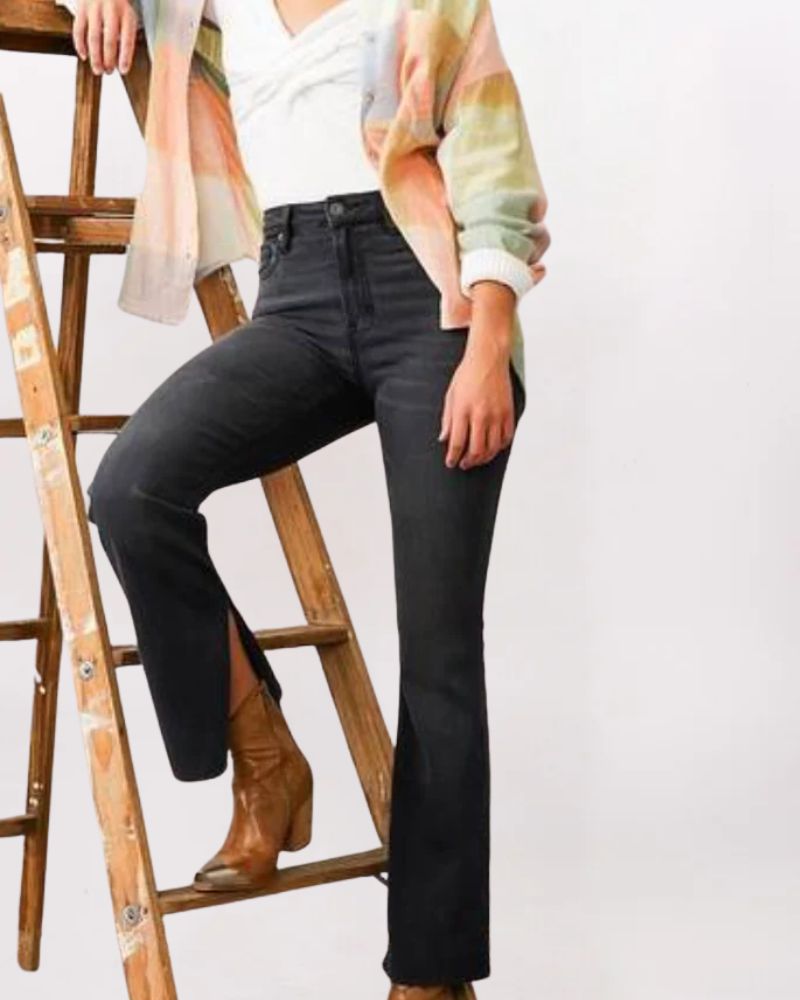 RYAN HI-RISE OUTSIDE SLIT BOOTCUT, CHARCOAL