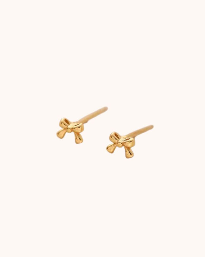 4MM DAINTY BOW STUD - GOLD PLATED S925