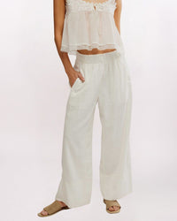 DAYS END LINEN PULL ON PANT, CLEAN IVORY