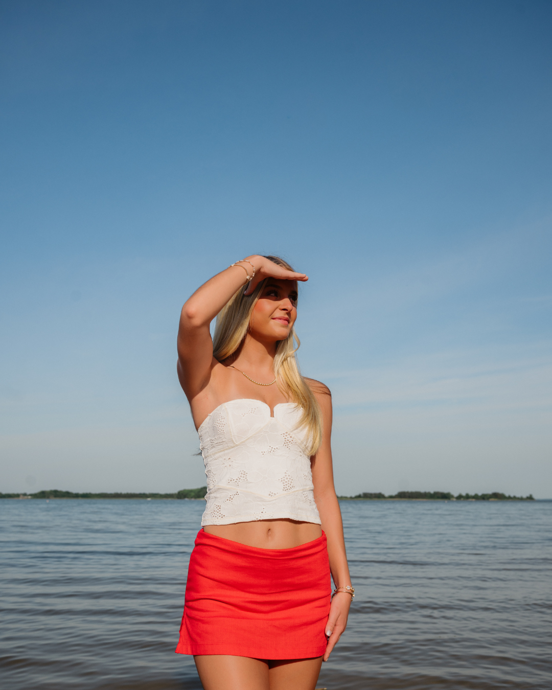 LINEN MICRO MINI SKORT, RED