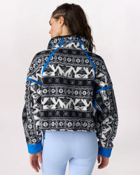 PRINTED MOUNTAIN HIGH HALF ZIP JACKET, SAVANNAH SCARF BLACK
