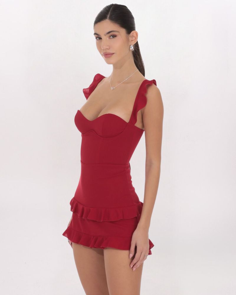 RUFFLE HEM DETAIL MINI DRESS
