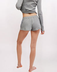 MADE YOU BLUSH LACE DETAIL SHORT, H GREY