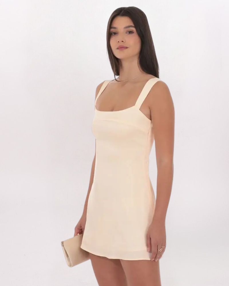 satin shift dress Women's Peach Halter neck Mini Meet our version Seam Detail Satin Shift Dress