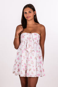 STRAPLESS ROSES BOW DRESS