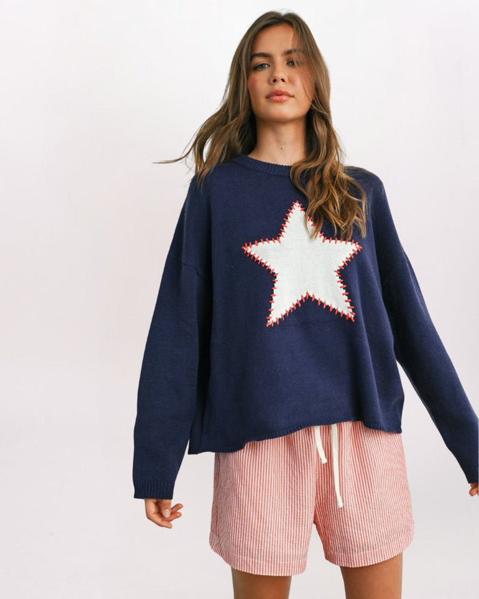 OPEN KNIT STAR SWEATER