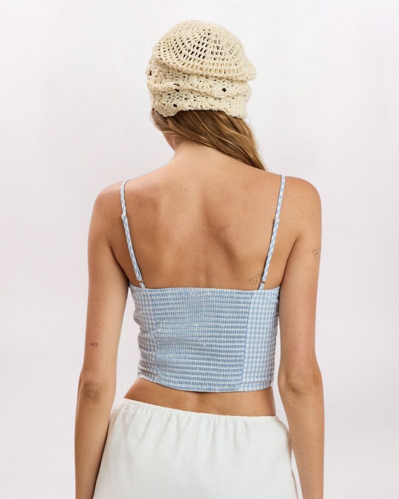 GINGHAM TANK, BLUE