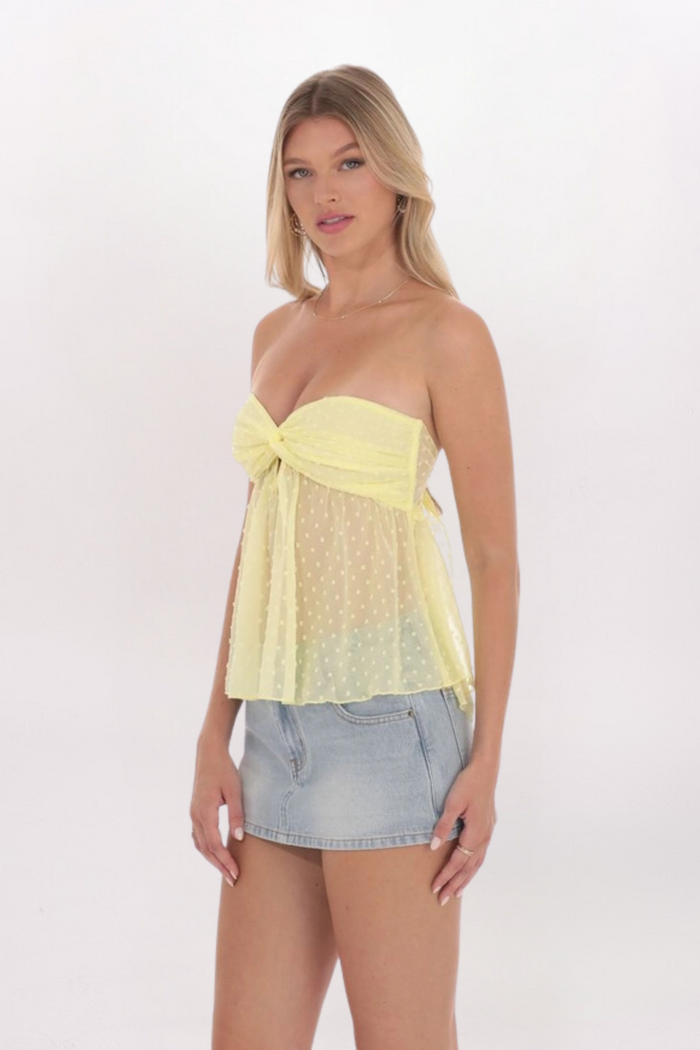 STRAPLESS SWISS DOT BABYDOLL TOP