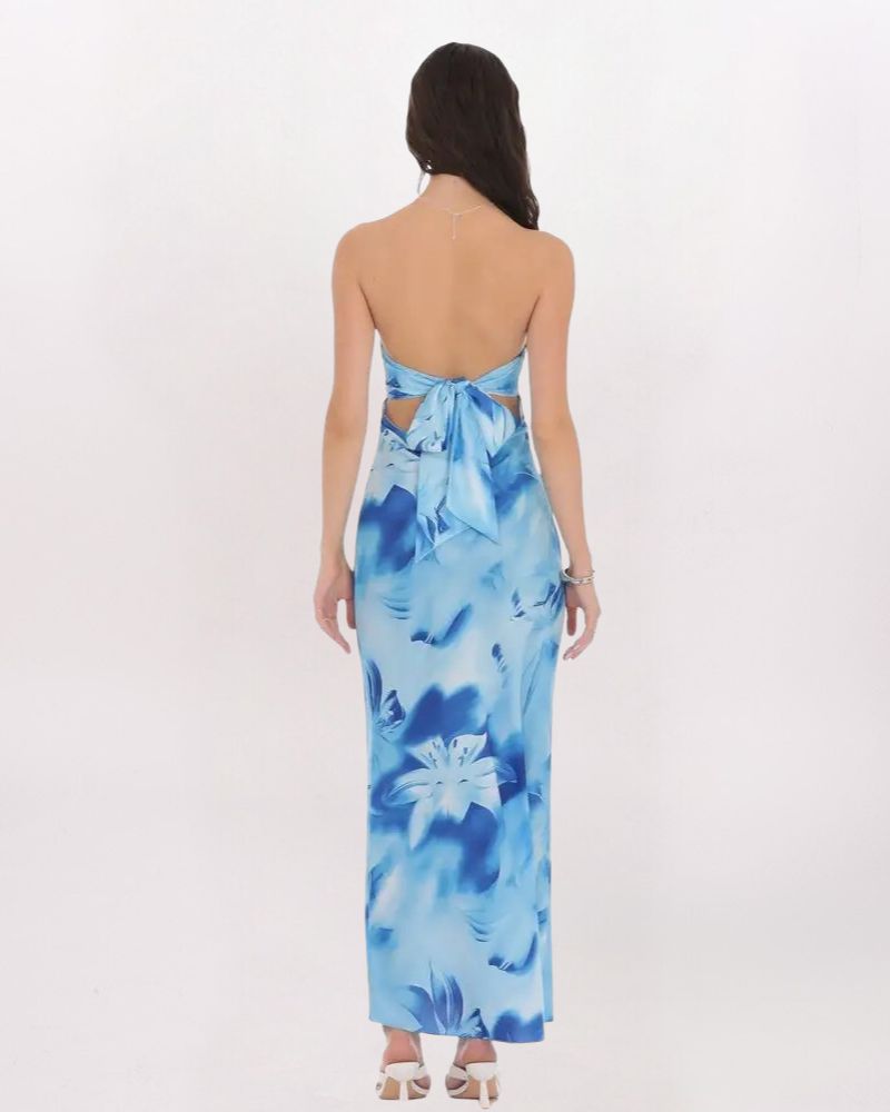 CUT OUT FLORAL MAXI DRESS, BLUE – Girlhero
