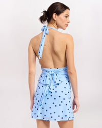 SL POLKA DOT HLTR DRESS, BLUE