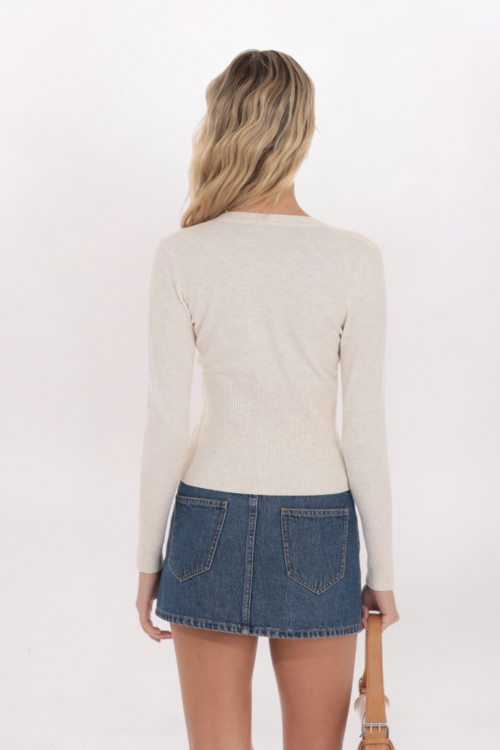 CINCHED RIB CARDIGAN TOP
