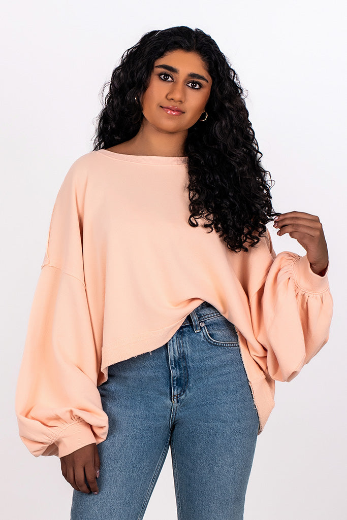 SLOUCHY TRISH SWEATSHIRT, SUMMER PEACH