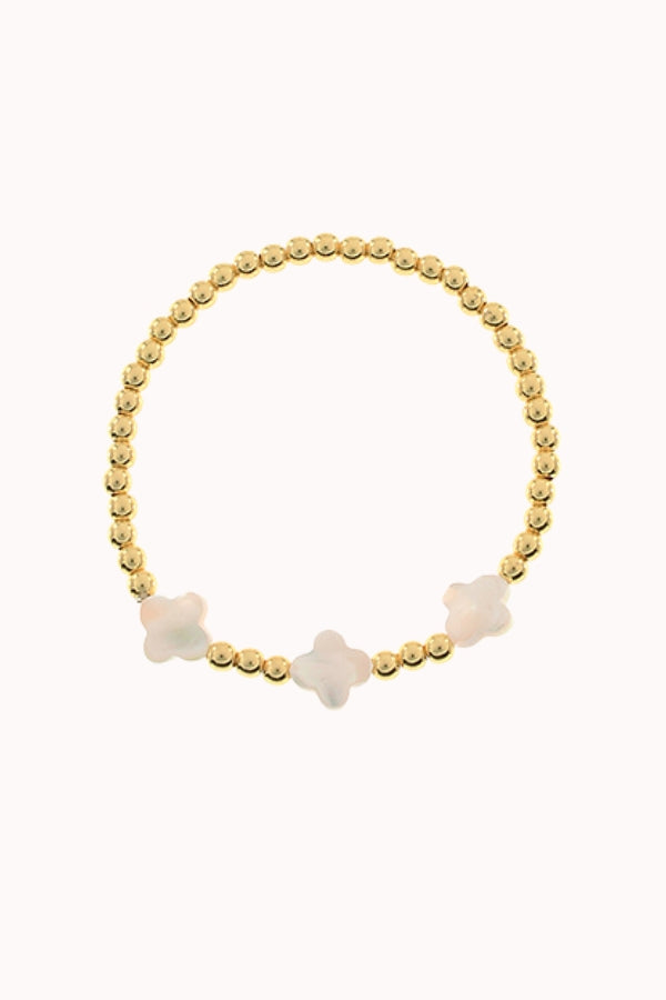 CLOVER SHELL BALL BEAD BRACELET