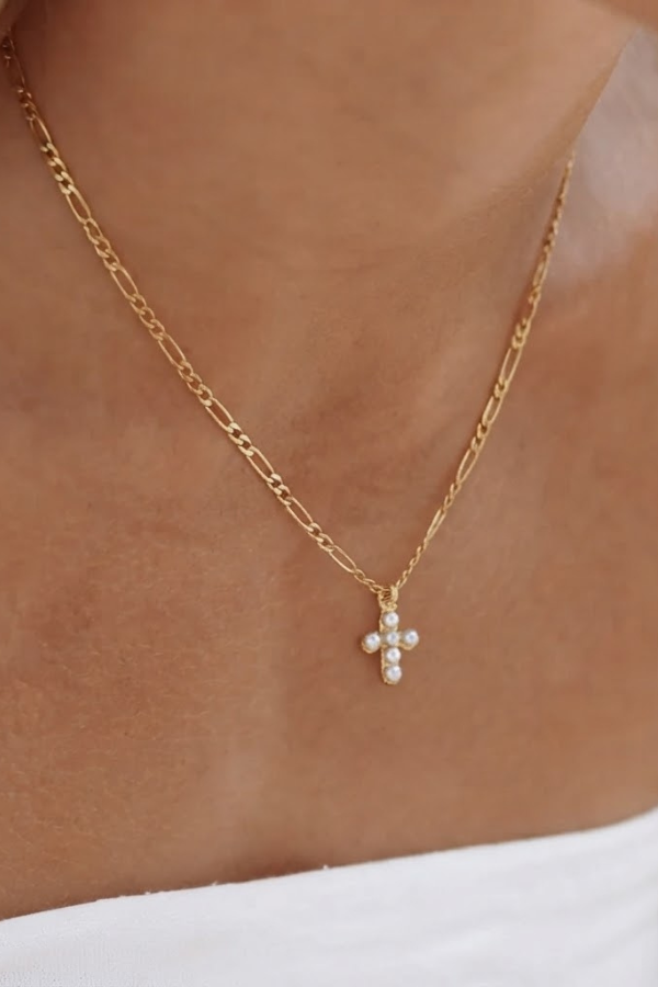 EDEN PEARL CROSS NECKLACE