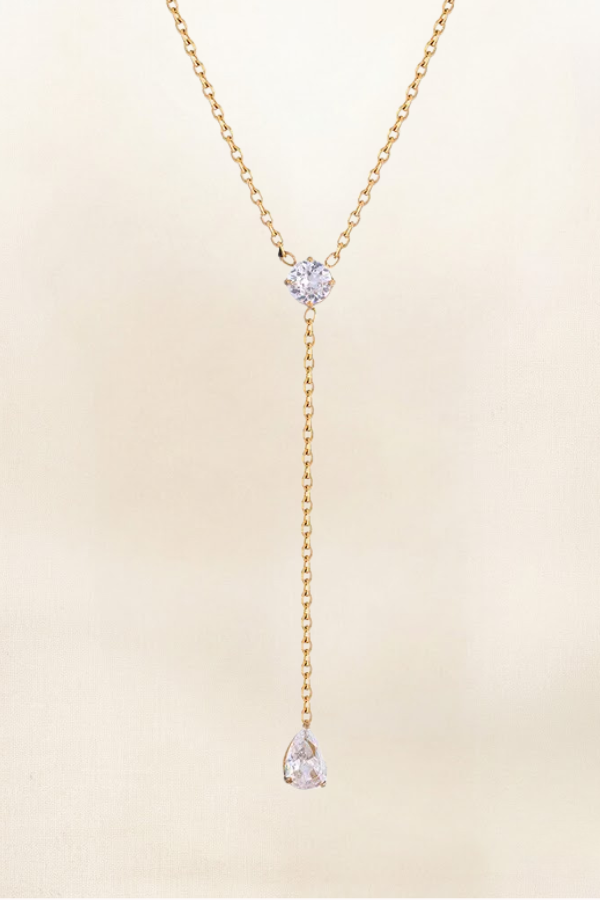 DOUBLE CZ LARIAT NECKLACE