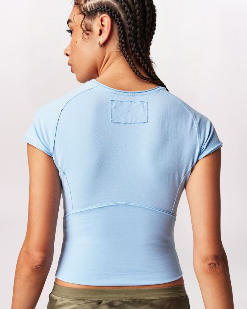 FREE PEOPLE PROTAGONIST SEAMS TEE, DREAM BLUE