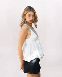 HANKY HEM BABYDOLL TOP, WHITE