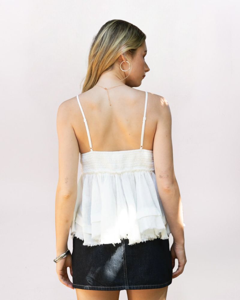 HANKY HEM BABYDOLL TOP, WHITE