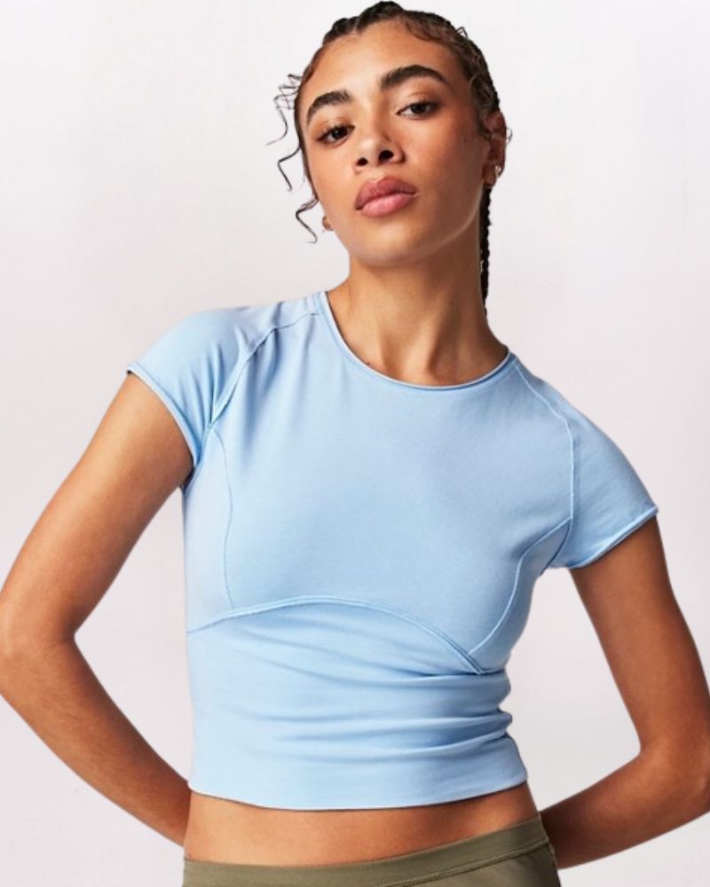 FREE PEOPLE PROTAGONIST SEAMS TEE, DREAM BLUE