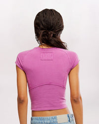FREE PEOPLE PROTAGONIST SEAMS TEE, VIVID VIOLA