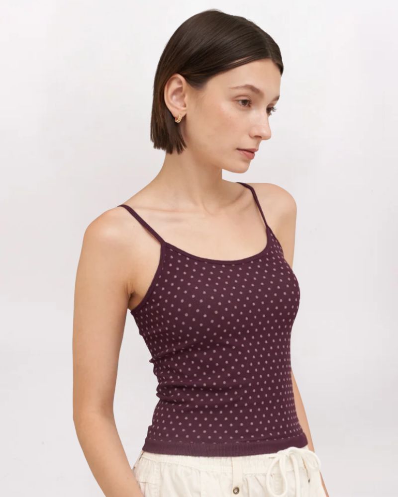 SL POLKA DOT CAMI, RAISIN