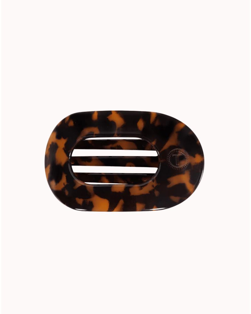 TELETIES - MEDIUM FLAT ROUND CLIP, TORTOISE