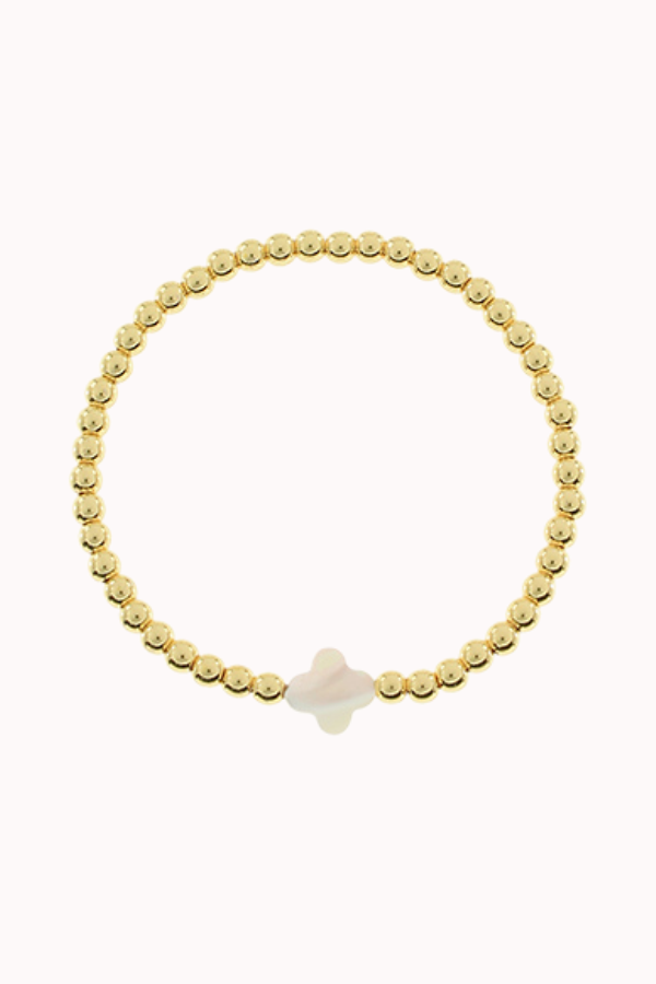 CLOVER SHELL BALL BEAD BRACELET