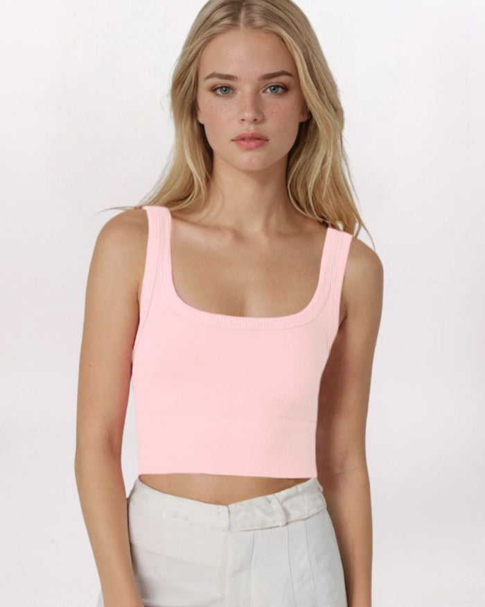 CHEVRON SCOOP NECK TANK, ICY PINK