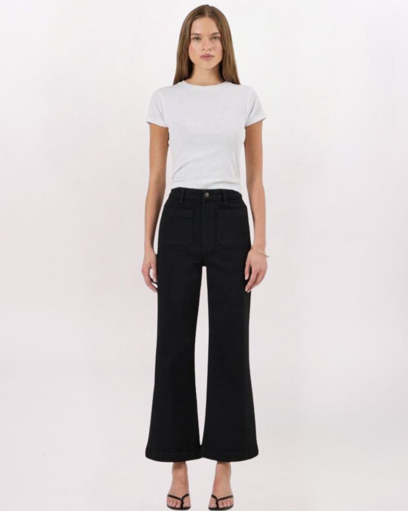 SAILOR ANKLE FLARE RINSE DENIM, BLACK