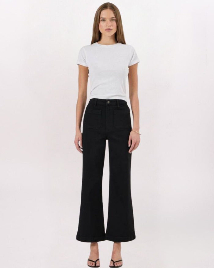 SAILOR ANKLE FLARE RINSE DENIM, BLACK